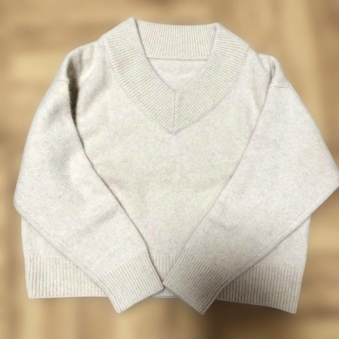 NOBLE　YAK/ヤク ワイドVネックニット