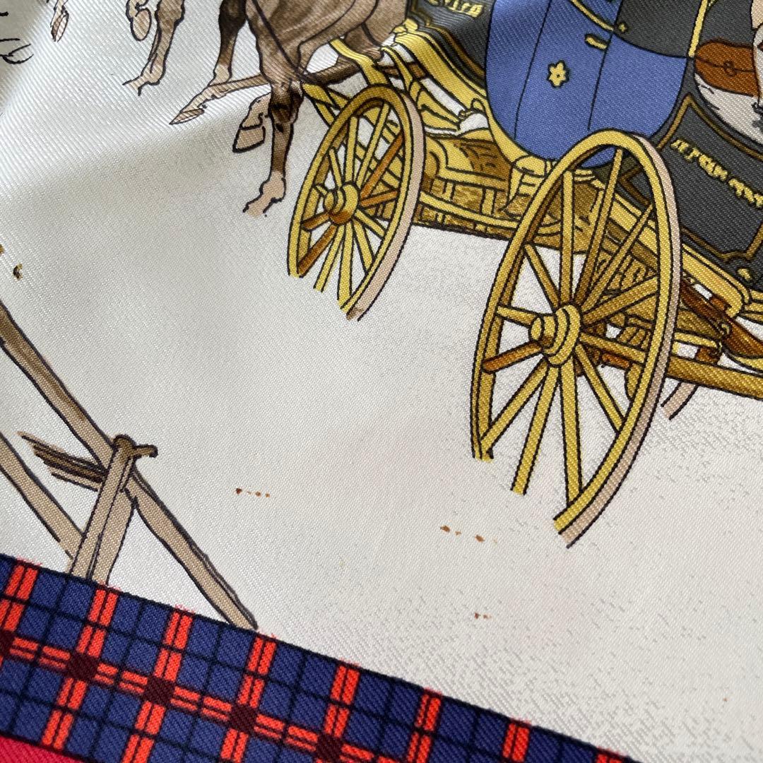 HERMES シルクハンカチ 馬車と雪景色