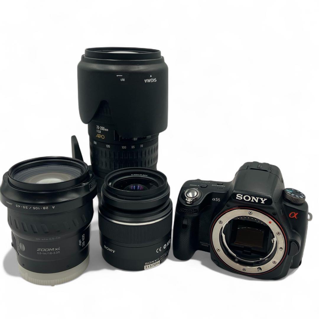 【美品】SONYα55 レンズ3本セット【SONY、SIGMA、MINOLTA】
