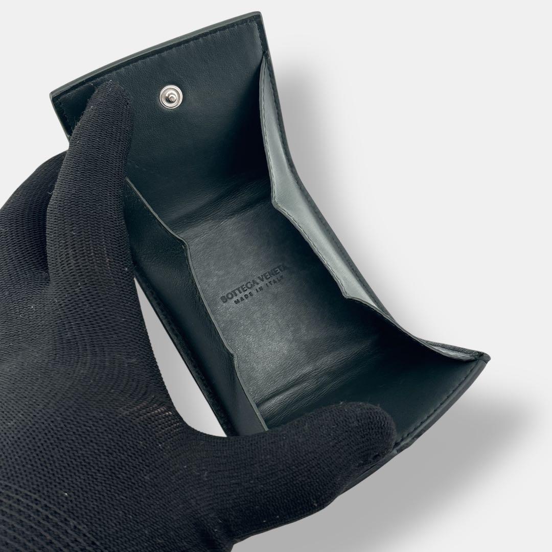 美品 現行 ボッテガヴェネタ カセット ケース ダークグリーン レザー