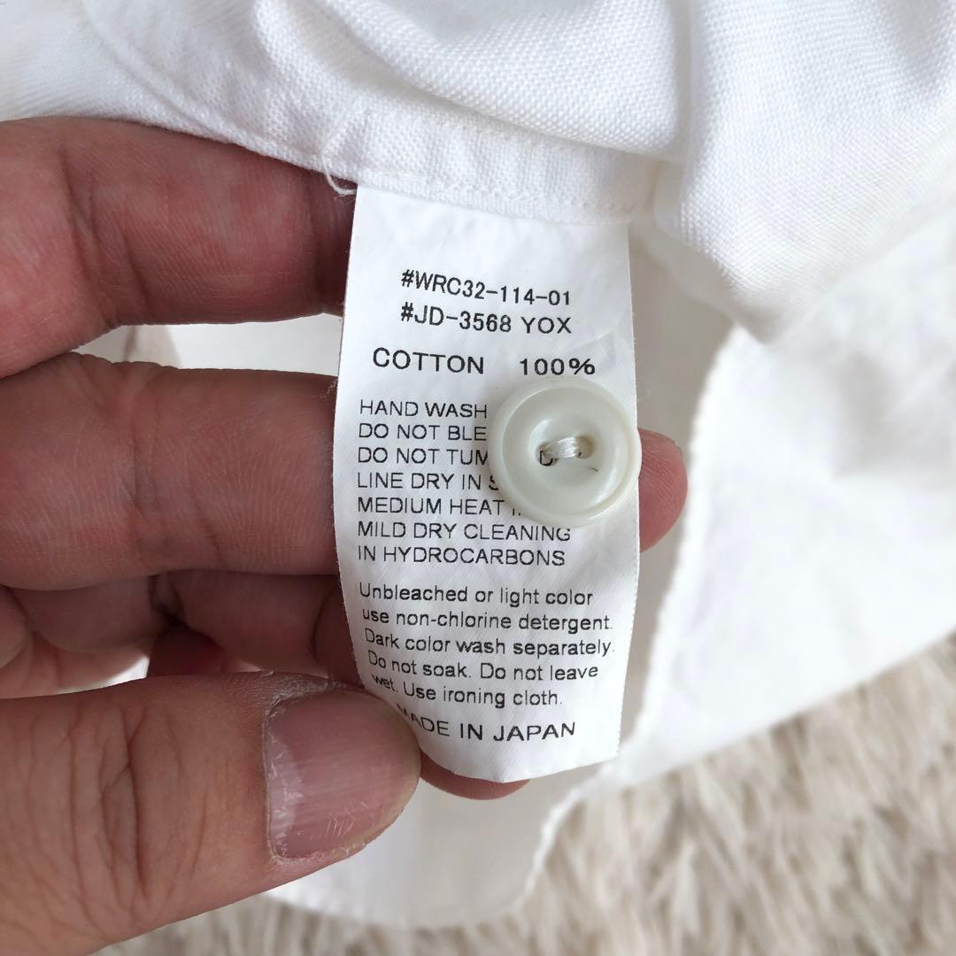 DANTONダントンプルオーバーシャツ丸襟ショールカラーコットンホワイト白44