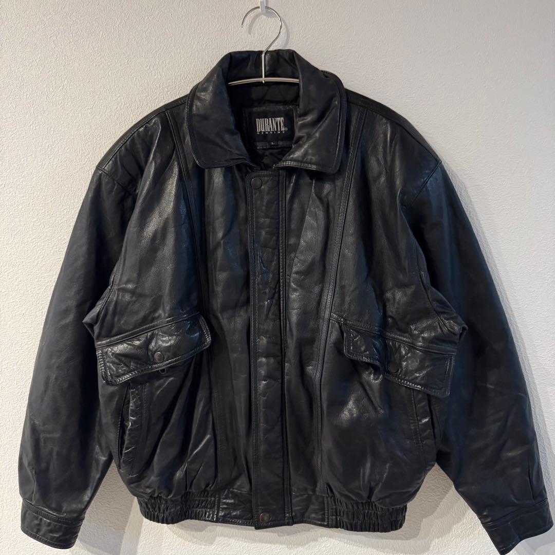 牛革　90s 本革レザー　ライダースジャケット　バイカー　ビンテージ　ブラック