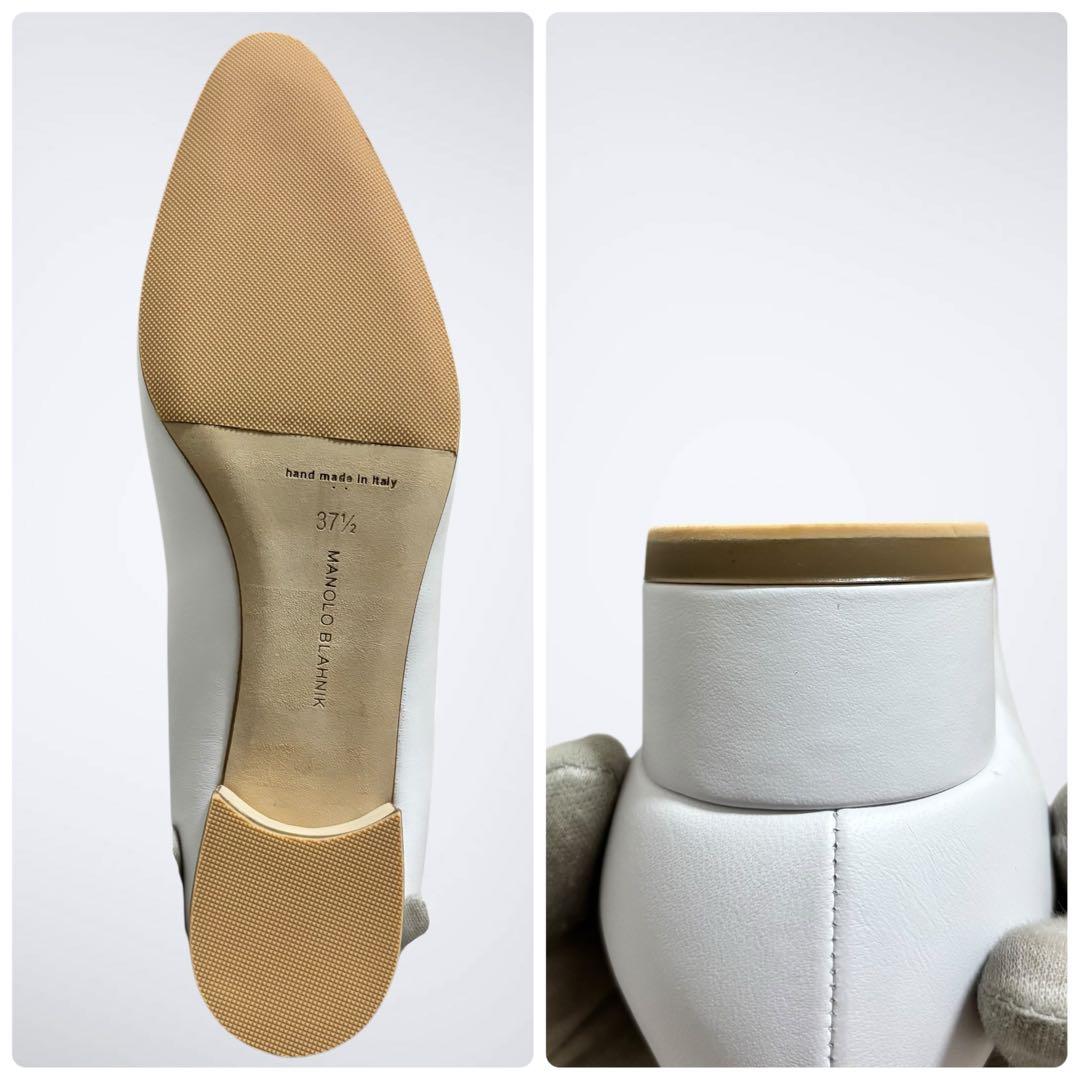 未使用級 マノロブラニク パンプス 白 37.5 裏張り済 定価12万 現行品