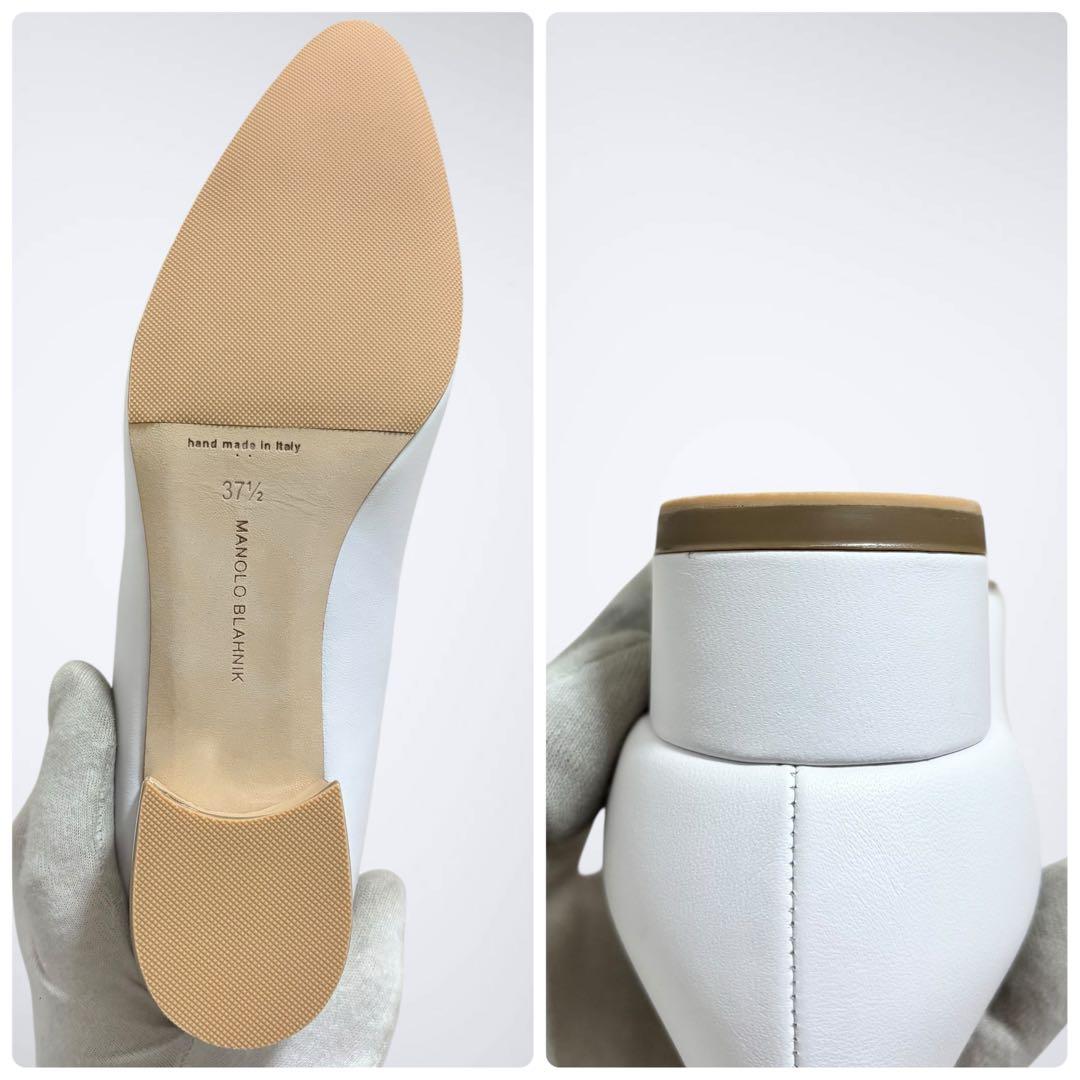 未使用級 マノロブラニク パンプス 白 37.5 裏張り済 定価12万 現行品