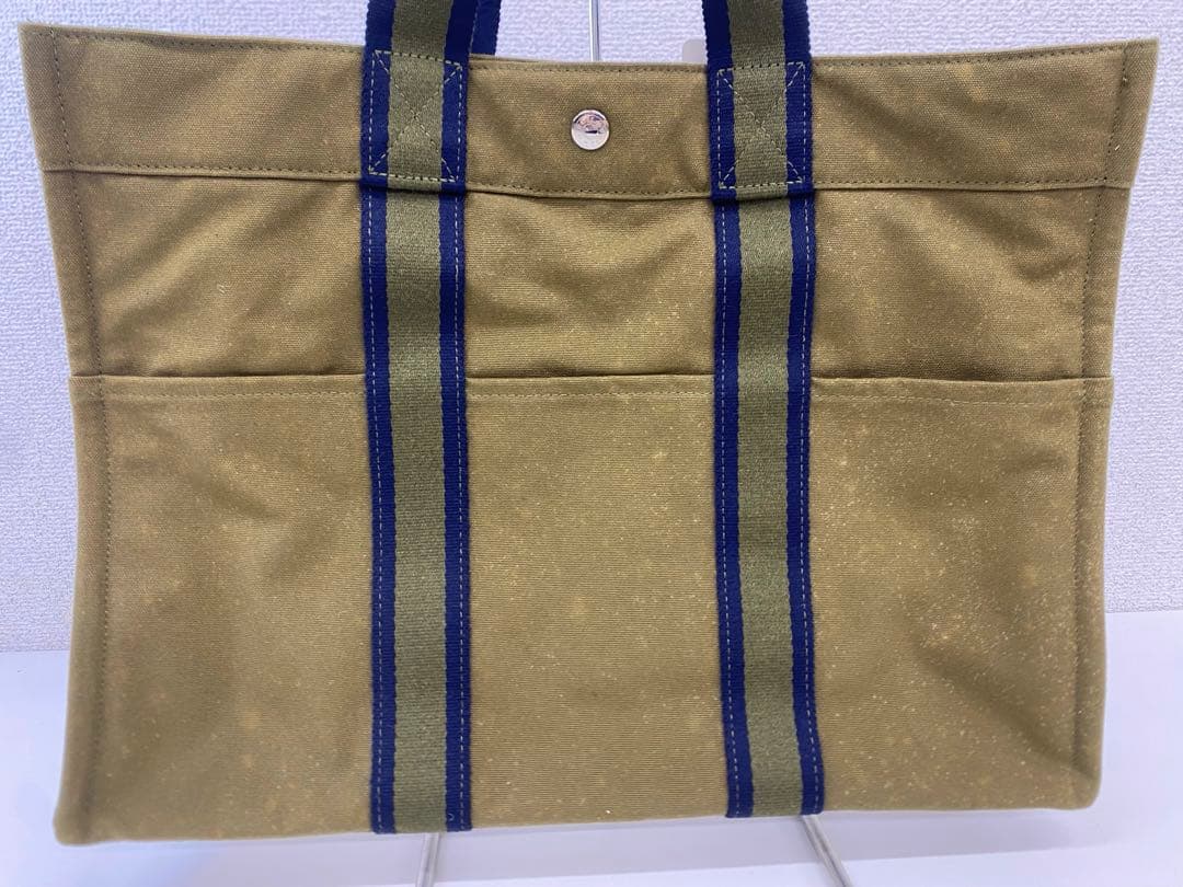 【未使用】HERMES エルメス キャンバストートバッグ カーキ