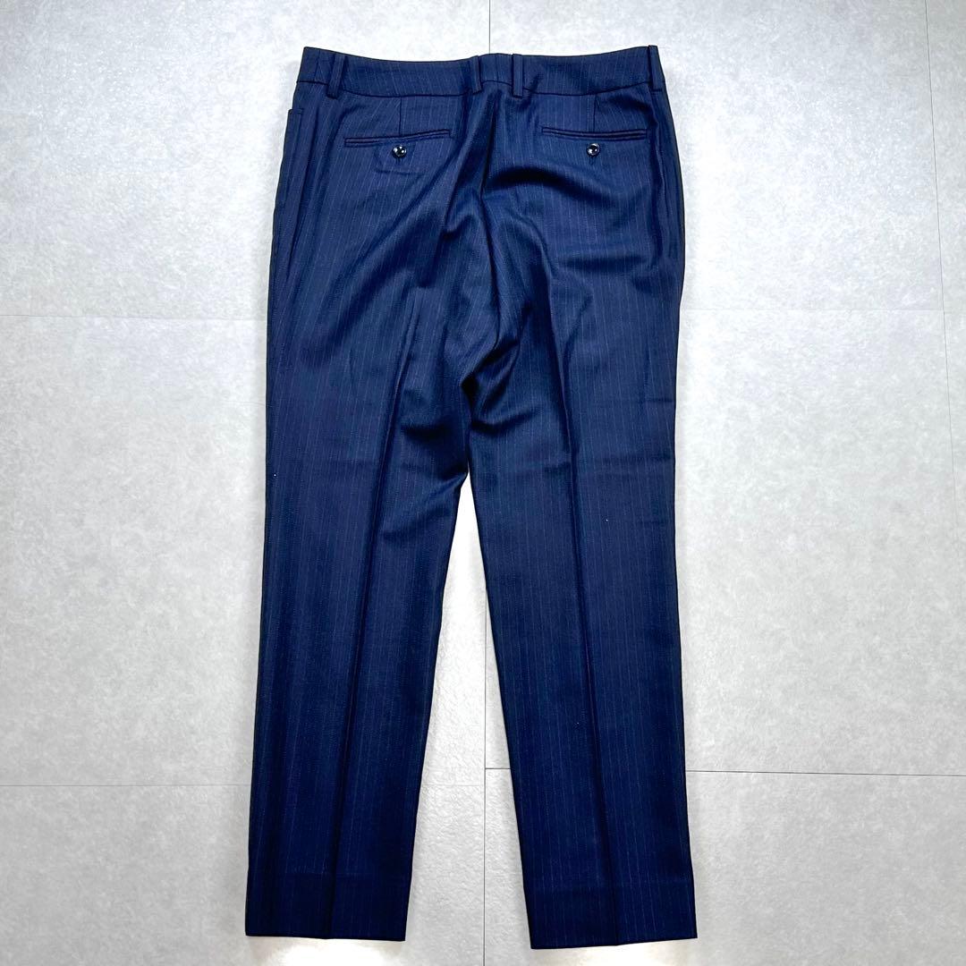 美品 HILTON super110's ストライプスーツ 13.15号 紺