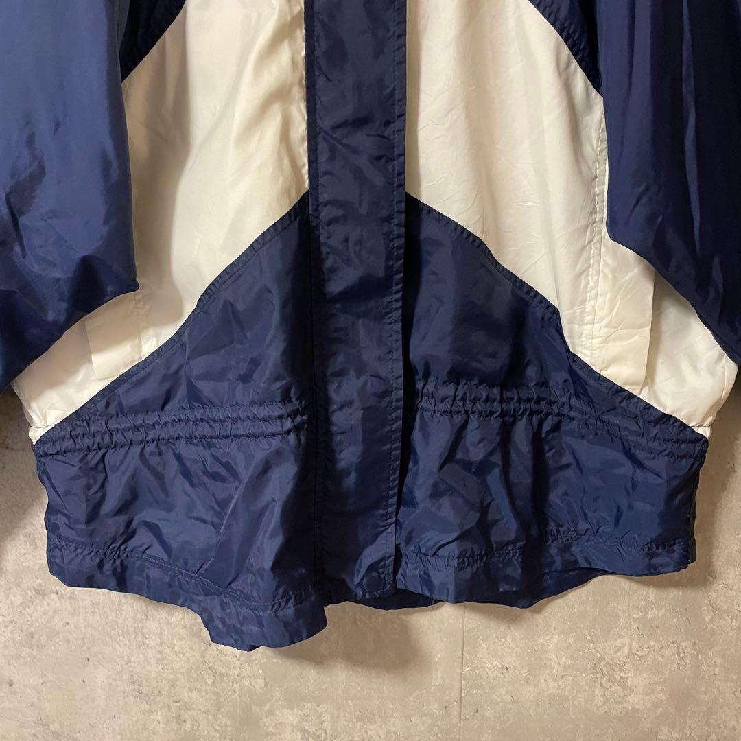 NIKEナイキナイロントラックジャケットブルゾン紺ネイビー白ホワイト刺繍ロゴ希少
