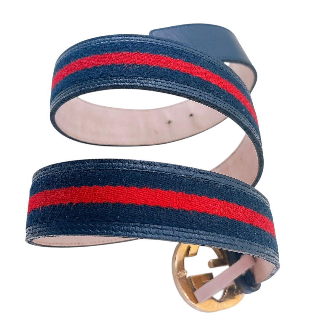 希少GUCCI/ベルト/シェリーライン/インターロッキング/レザー/M918T