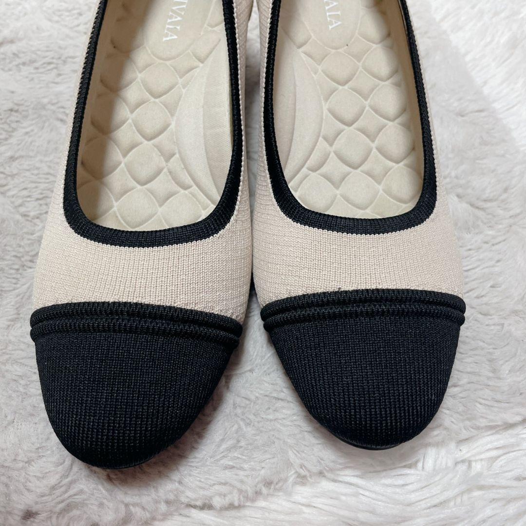 極美品 ビバイア バイカラー パンプス ホワイト アイボリー ブラック ヒール