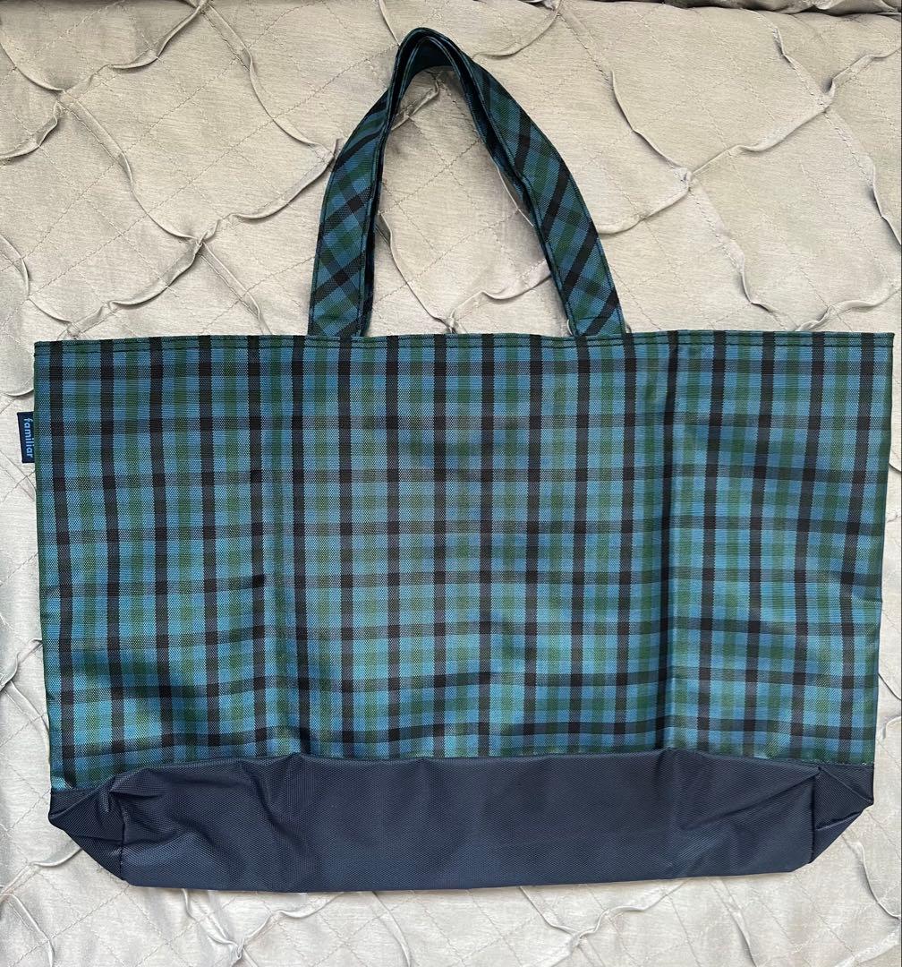 【ksas】新品未使用ファミリアレッスンバッグ完売品青系ファミリアチェック