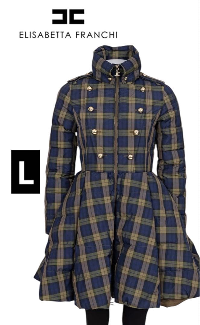 【美品】定価12万/大きい/エリザベッタフランキ/Aライン/ドレスコート/ダウン