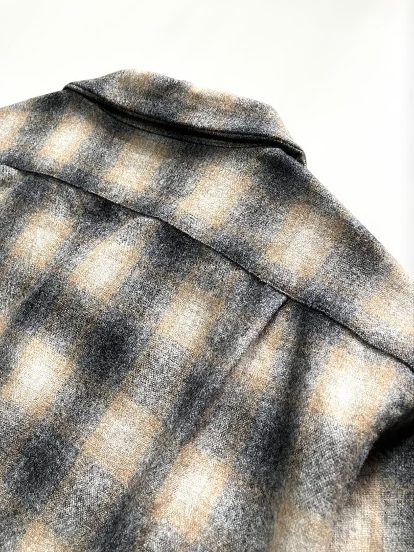 【美品】PENDLETON オンブレチェックウールシャツ　M　ボードシャツ　黒茶