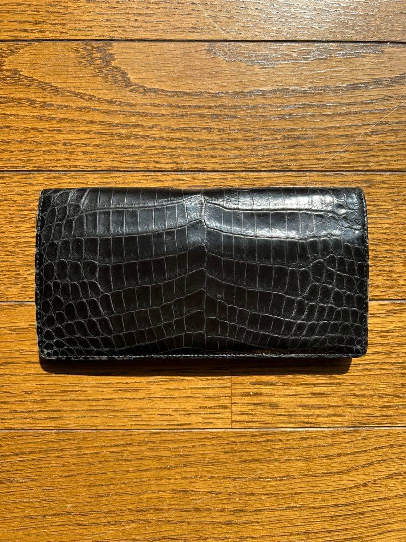 クロコダイルレザー 長財布 ブラック