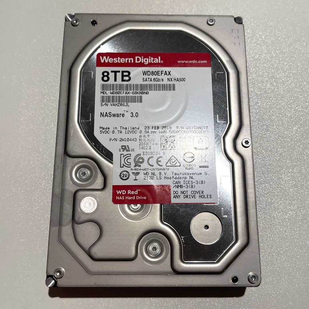 【中古美品】Western Digital HDD 8TB WD80EFAX