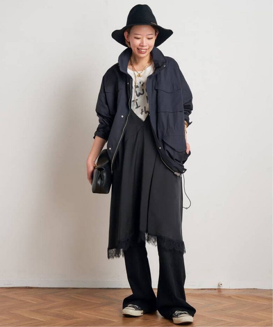 ［完売品］APSTUDIO NEWレースキャミドッキングワンピース　ブラック