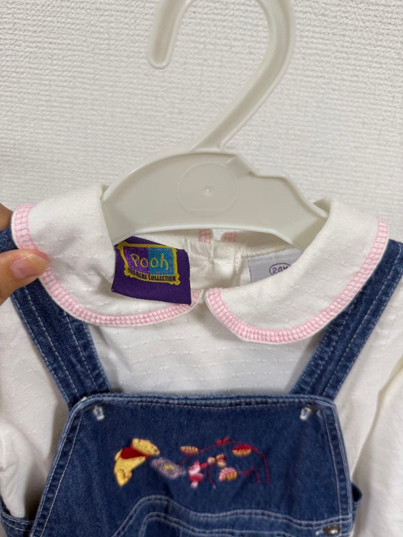 プーさん　ベビーロンパース　オーバーオール　ヴィンテージ　古着　24M