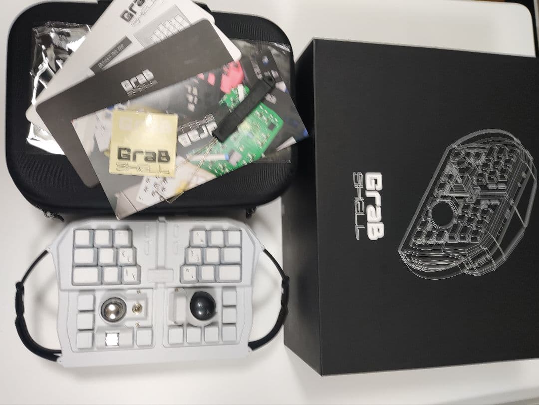 トラックボール付キーボード★保証3ヶ月/導入30日★GrabShell/白/特典