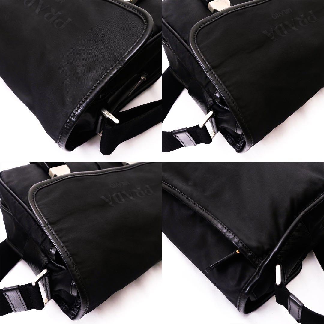 超美品 PRADA プラダ メッセンジャー バッグ ショルダーバッグ 黒 レザー