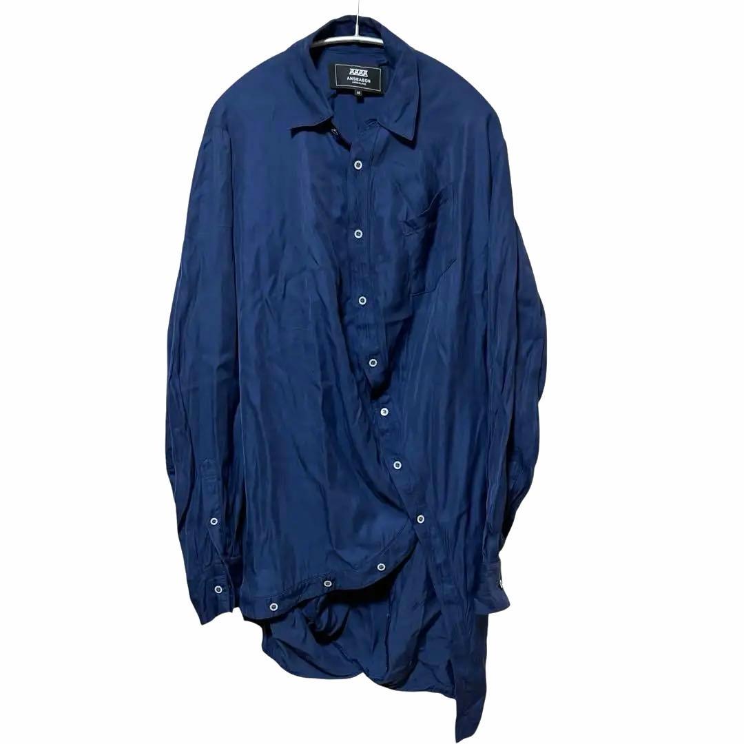 N-732 アンリアレイジ　定番ポールシャツ　48 ネイビー　レーヨン