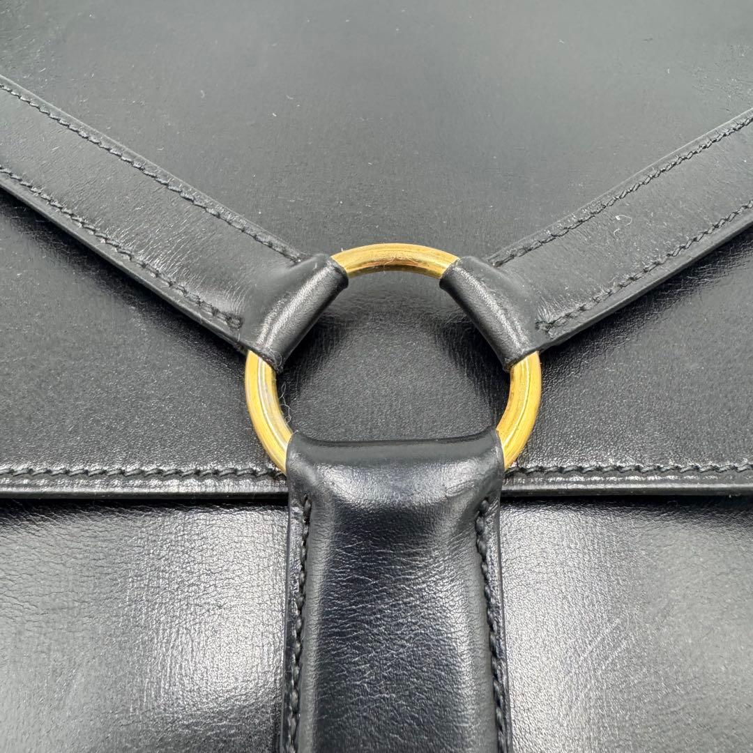 HERMES エルメス レザー ウエストバッグ ボディバッグ ブラック O刻印