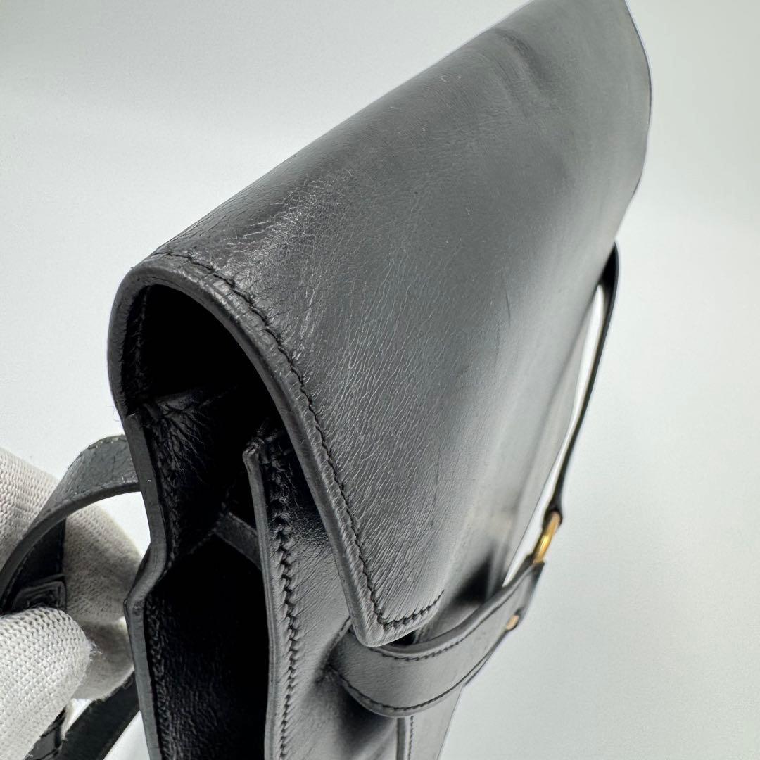 HERMES エルメス レザー ウエストバッグ ボディバッグ ブラック O刻印