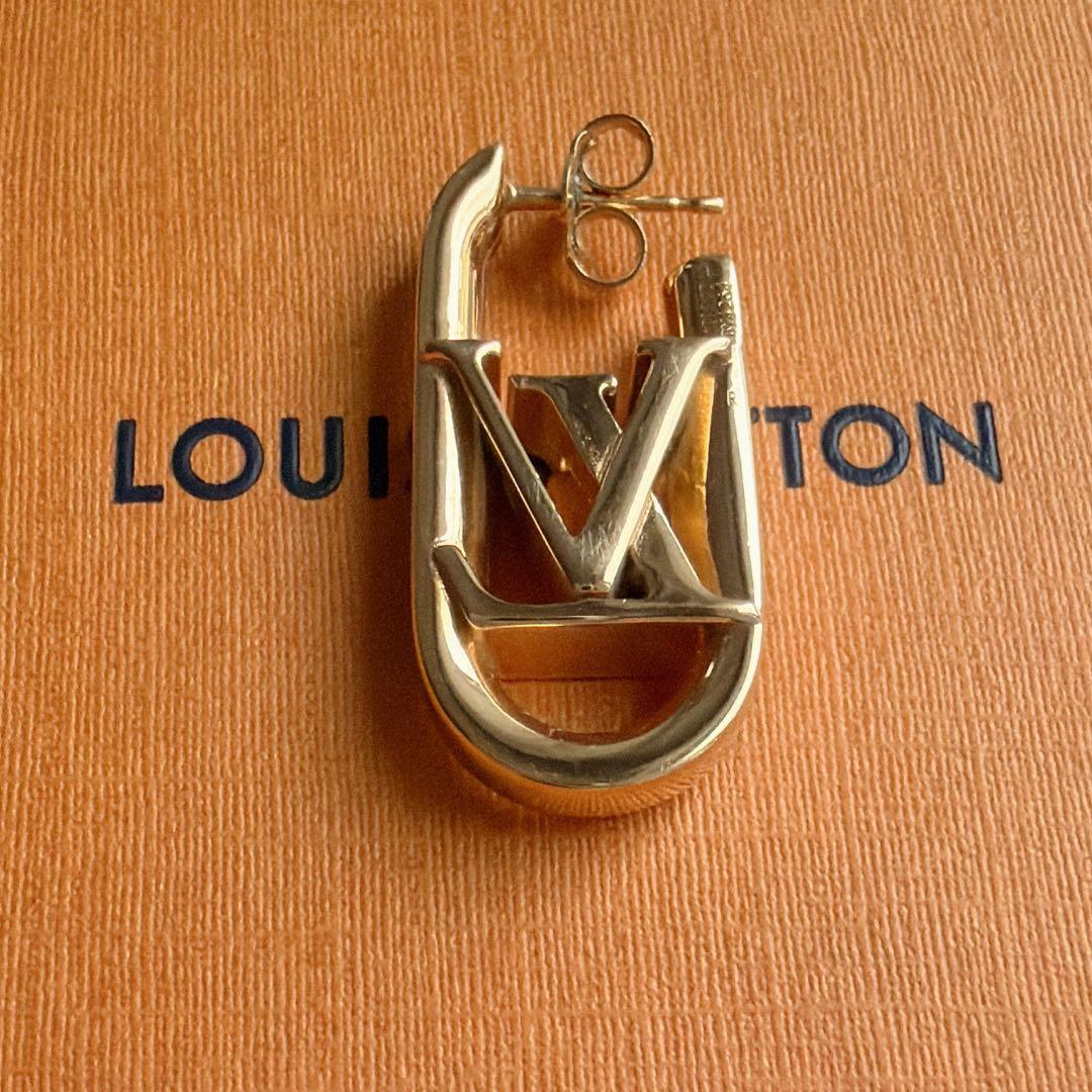 【美品】 ルイヴィトン ピアス フープマイLVチェーン M01140 片耳