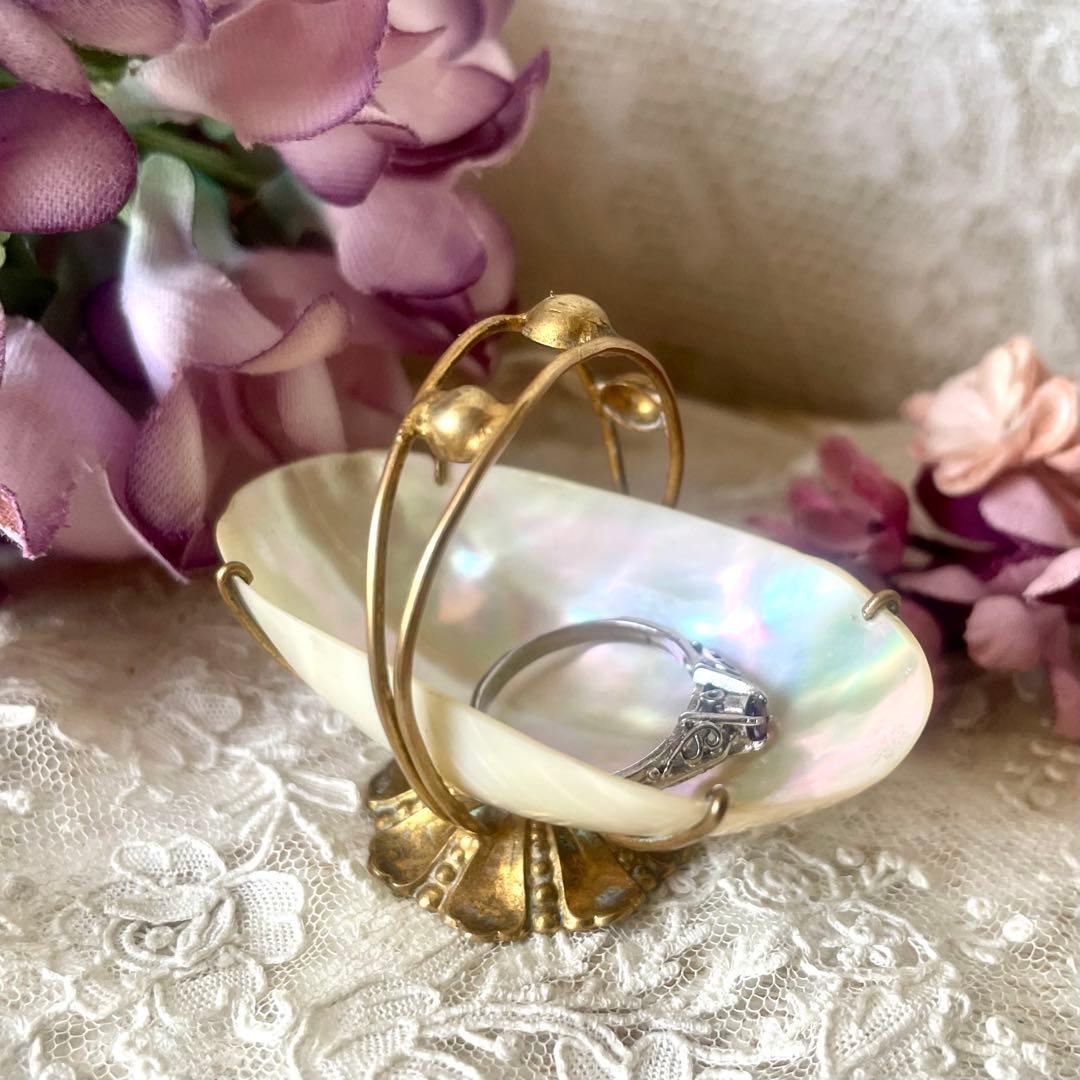 マザーオブパールのバギエ　ドールパニエにも　フランスアンティーク　白蝶貝　かご