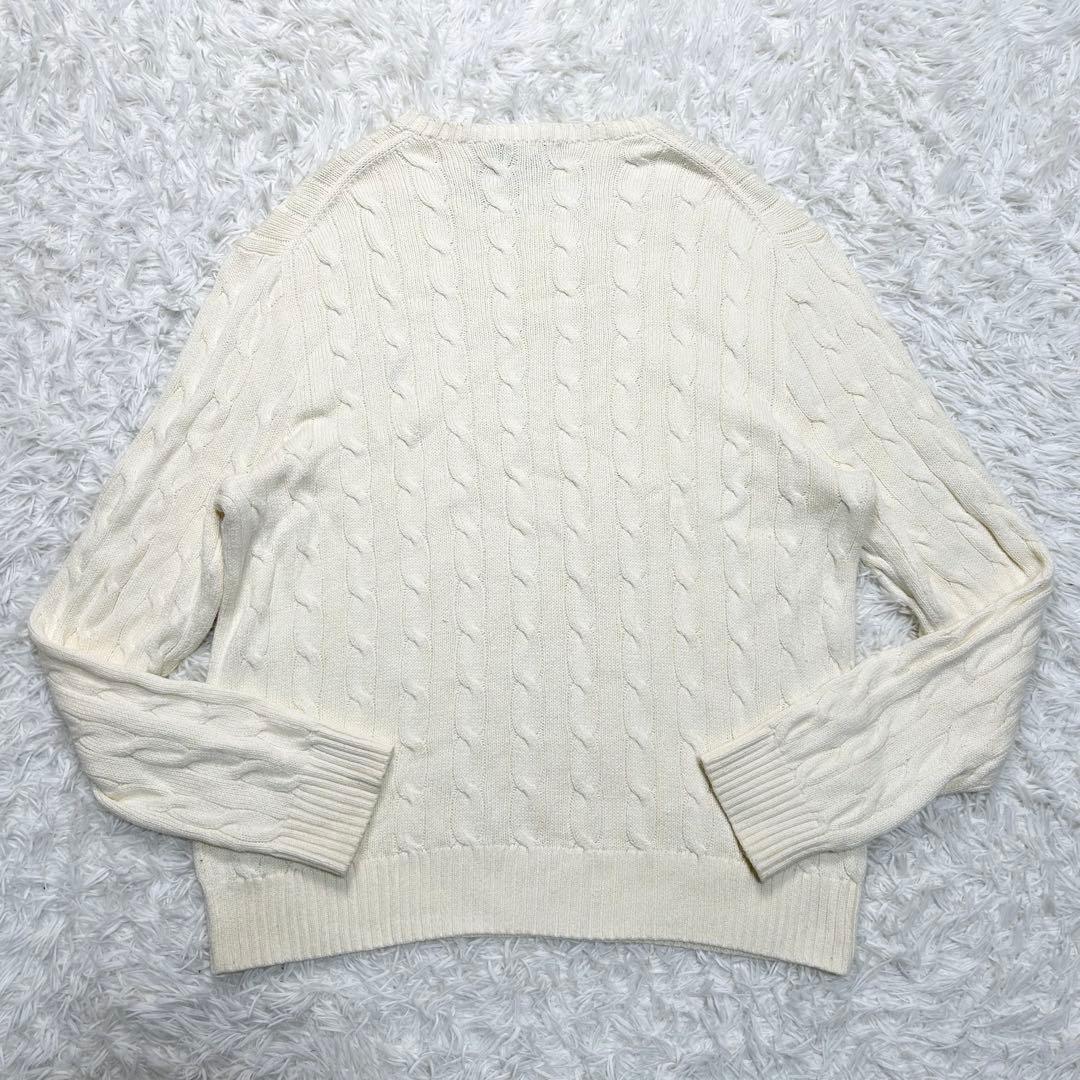 美品 大きめ 希少サイズ 近年 ポロラルフローレン ケーブルニット セーター 白