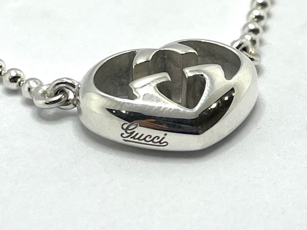 h786美品　GUCCI インターロッキング　Gロゴ　ハート　ネックレス　925