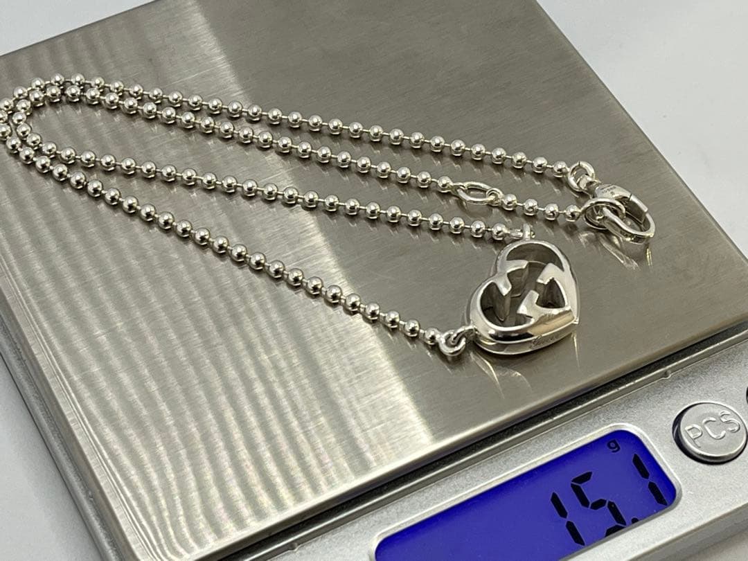 h786美品　GUCCI インターロッキング　Gロゴ　ハート　ネックレス　925