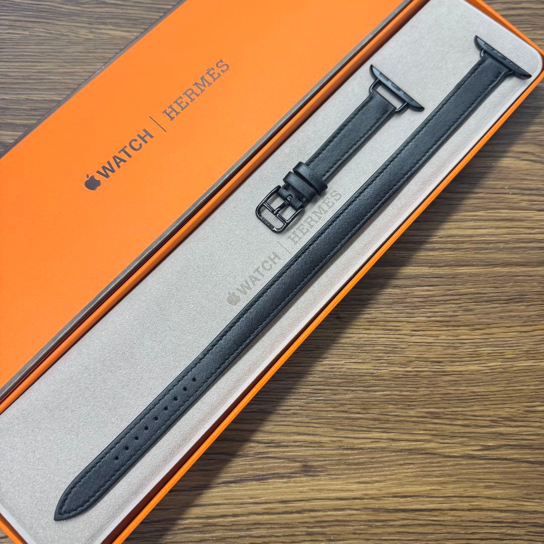 2807 Apple Watch エルメス　ブラック　ドゥブルトゥール　二重