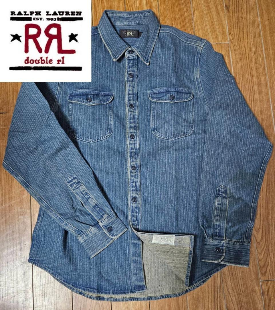 送料無料/新品未使用ヘビーアメリカンRRLヘリンボーンデニムシャツ