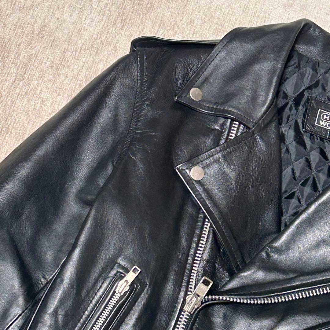 美品　HORN WORKS ダブルライダースジャケット　本革　(L) ブラック