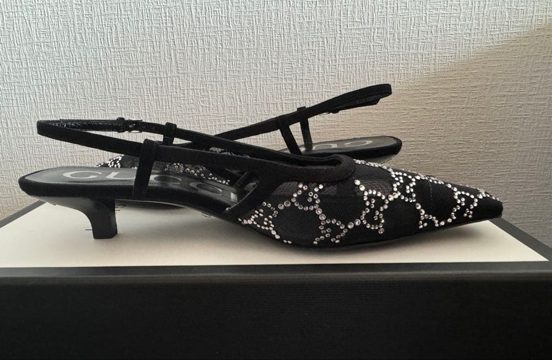 GUCCI GGスリングバックパンプス ブラック