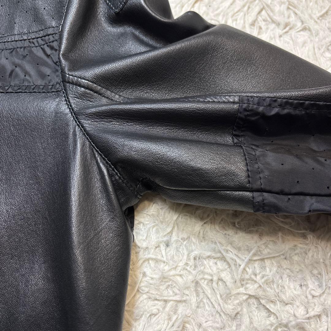 美品【ドローム】シングル　レザー　ririジップ　切り替え　イタリア　羊革　XS