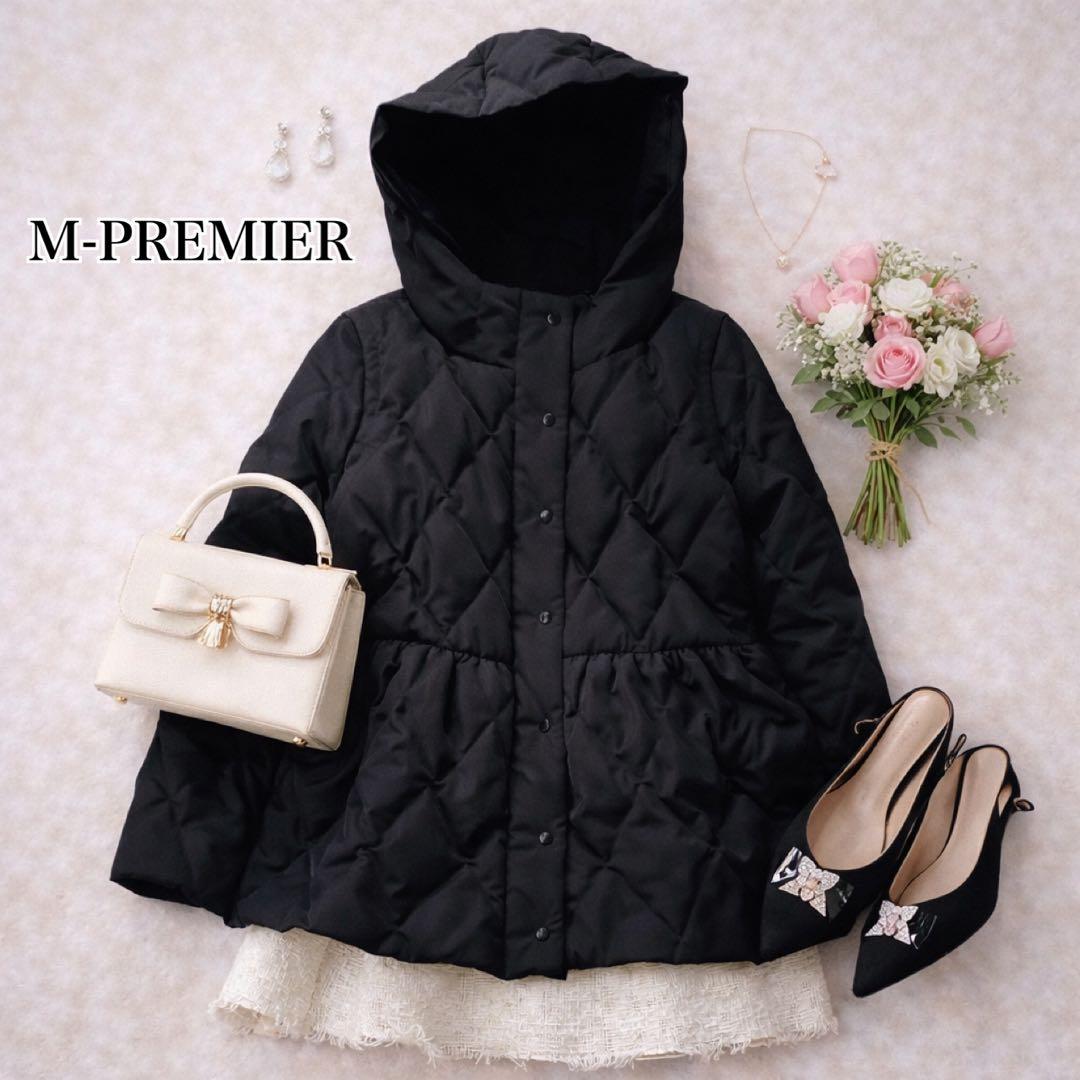 美品✨M-PREMIERエムプルミエ　2WAY ペプラムショートダウンコート　黒
