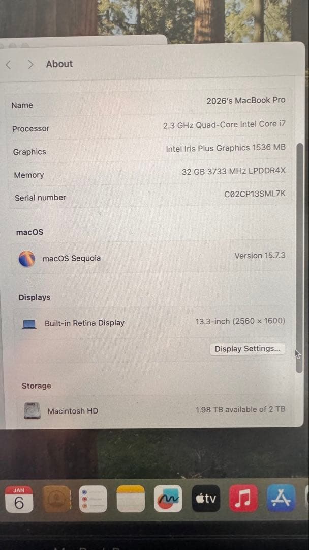 MacBook本体 MacBookPro 13/2,3Ghz/32Gb/2TB+Mouse
