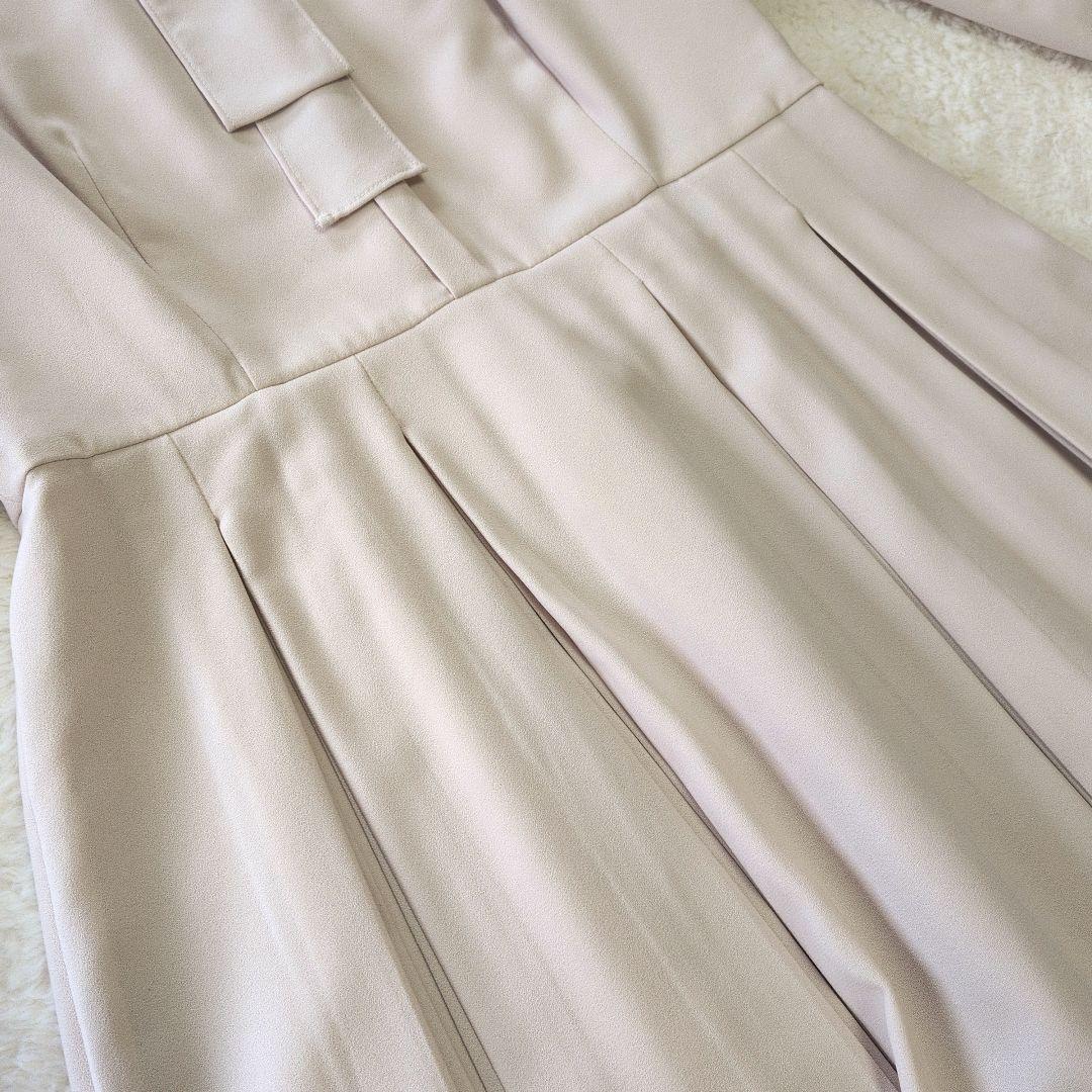 セルフォード ボウタイプリーツワンピース　セレモニー　ライトベージュ　M