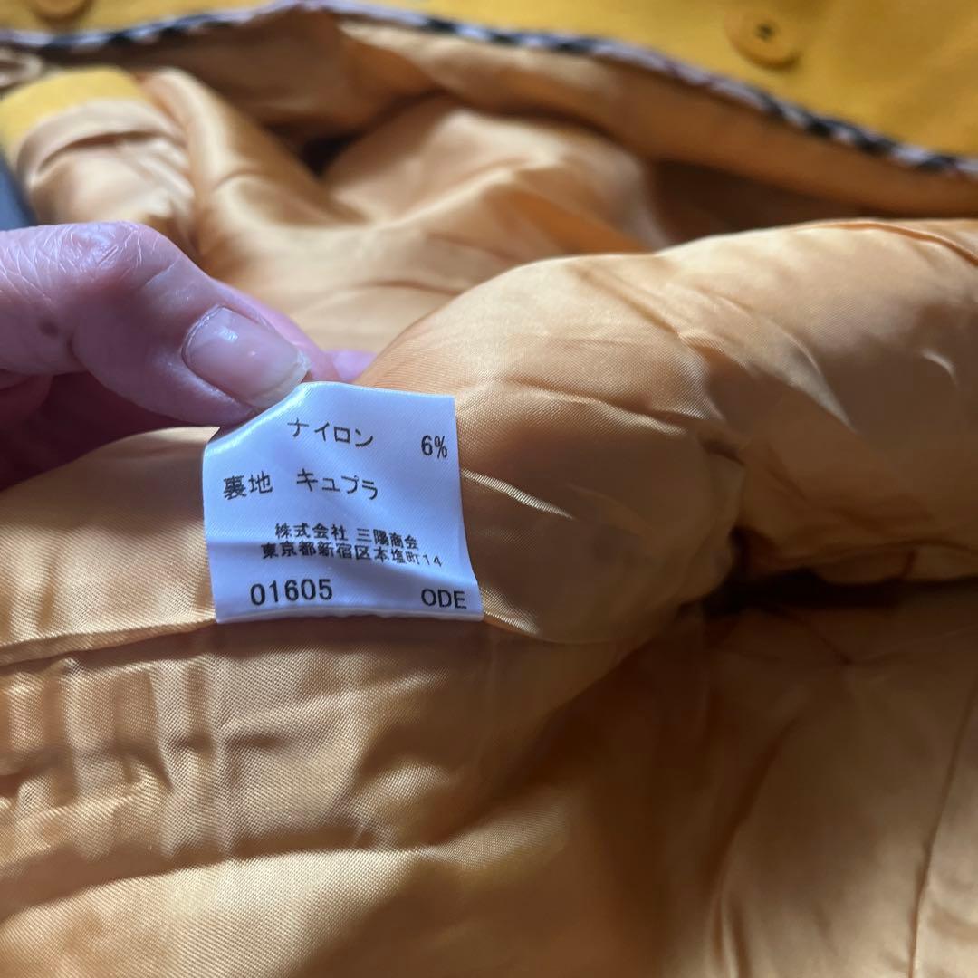 バーバリー厚手の黄色ダブルハーフコート