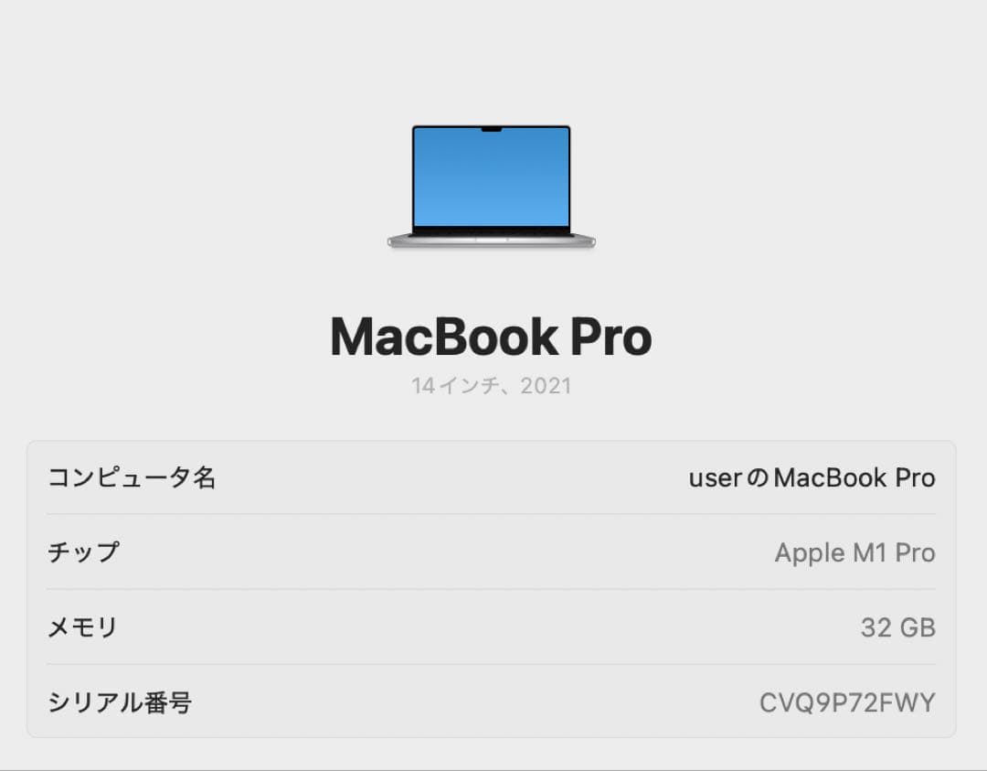 【特価】MacBook Pro M1 Pro 14インチ / 32GB 1TB