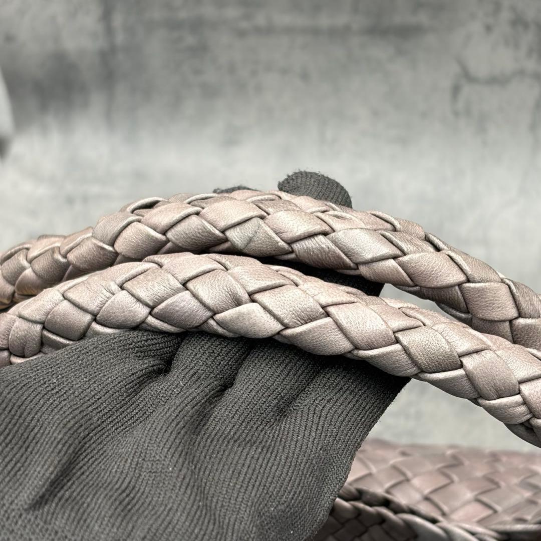 美品 ファロルニ 編み込み トートバッグ オールレザー A4 ハンド 灰 メンズ