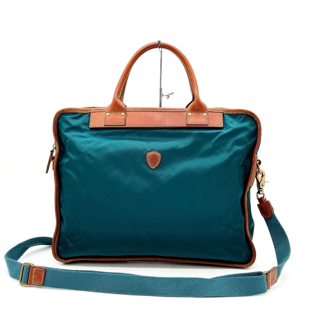 【Felisi】2wayバッグ￼　ビジネスバッグ　ナイロン　レザー　グリーン