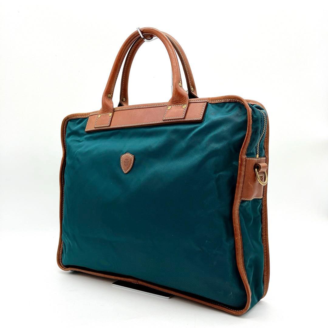 【Felisi】2wayバッグ￼　ビジネスバッグ　ナイロン　レザー　グリーン