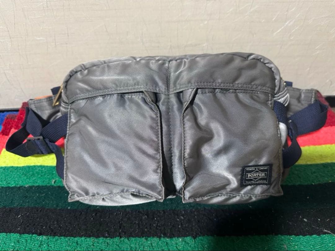 美品 PORTER PX TANKER ウエストバッグ シルバー グレー
