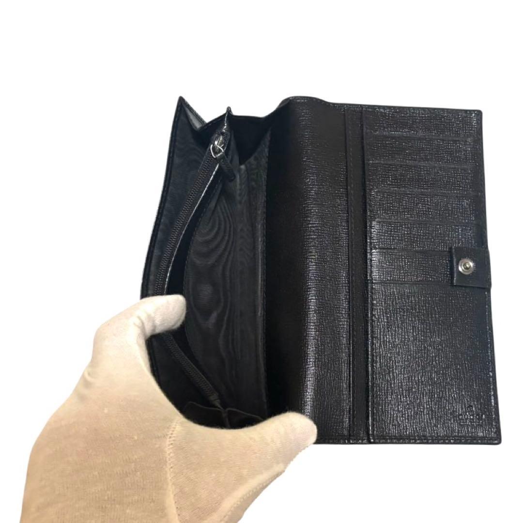 美品　人気　グッチ　長財布　レザー　ブラック　G金具　ユニセックス