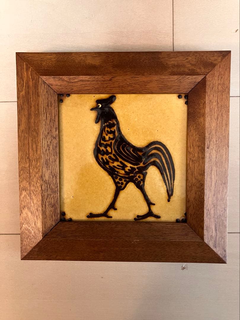 舩木研兒 舩木研児 船木研児 鶏 陶板画 スリップウェア　民藝