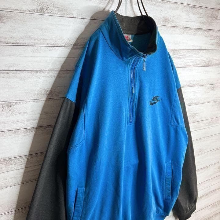 【入手困難!!】ナイキ ✈︎刺繍 ハーフジップ ゆるだぼ 銀タグ 裏起毛