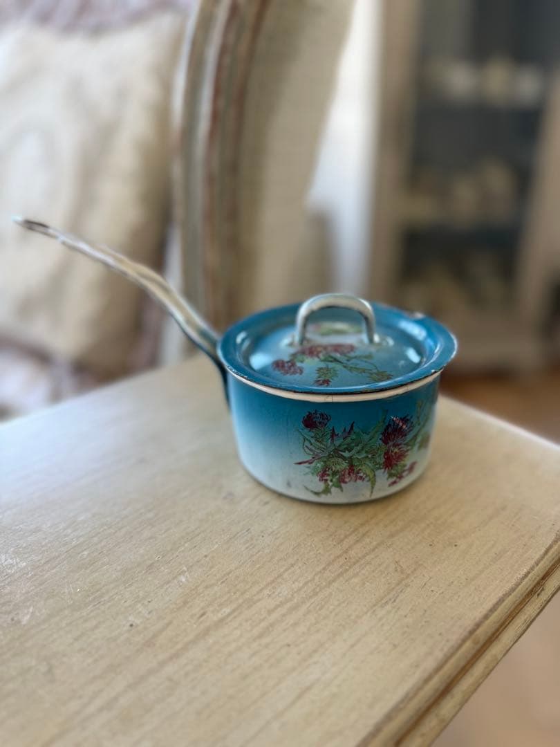 フランスアンティークホーローJapy社ウェディングセット スキマーパエリア片手鍋