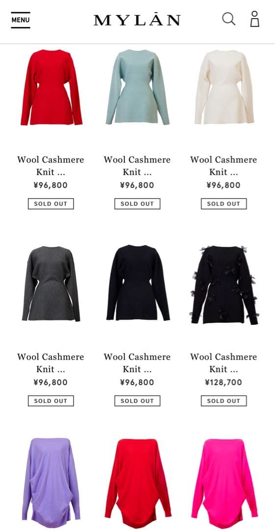 定価約13万円 一瞬で売り切れた MYLAN カシミヤ混ニットドレス リボン付