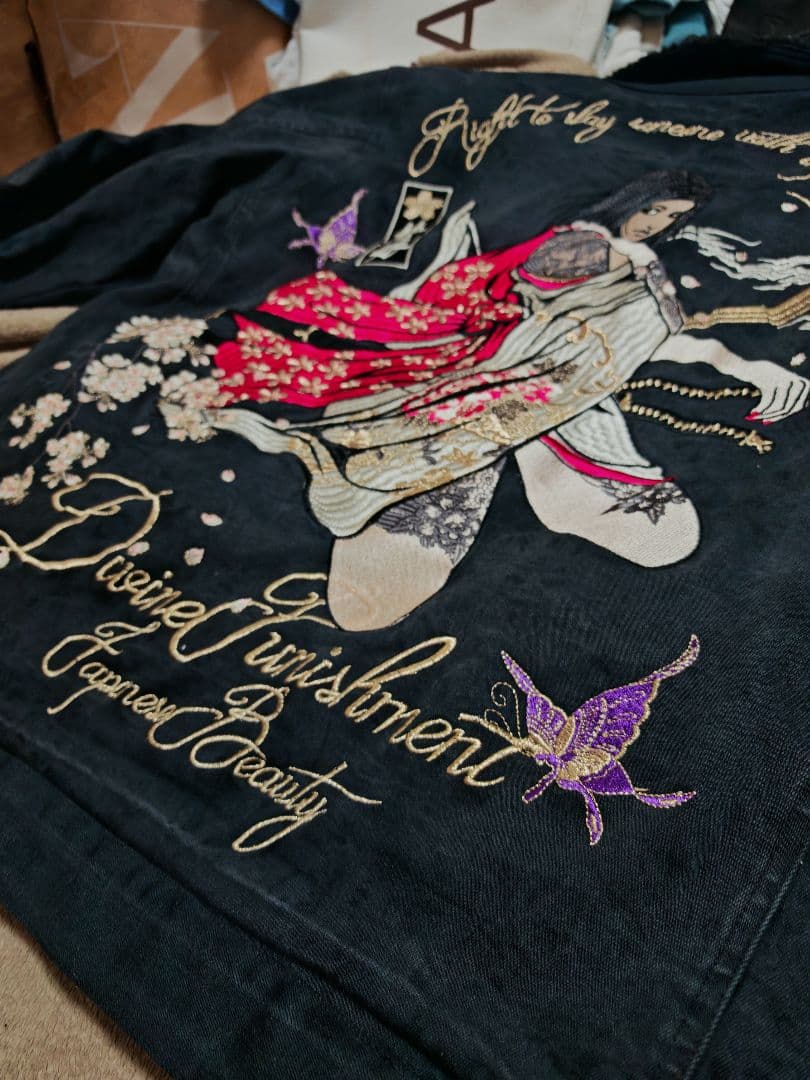 Divine Gジャン スカジャン 和風ジャケット 芸者 vintage 縫取